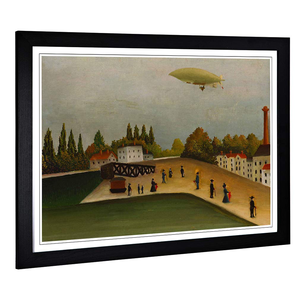 Big Box Art Framed Print of Henri Rousseau Quai D'Ivry Design | Wall Art Picture | Home Decor for Kitchen, Living, Dining Room, Bedroom, Hallway, Office, Black, A2 / 24.5x18 Inch / 62x45cm