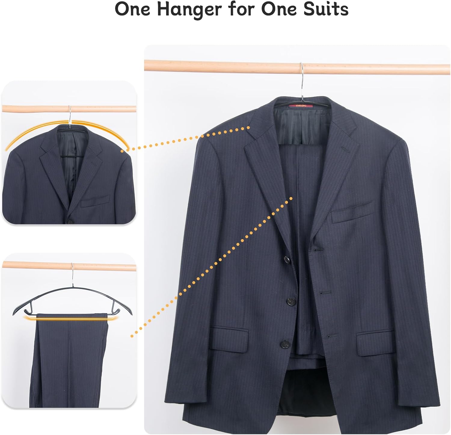 Nature Smile Non Slip PVC Coating Sweater Hangers,Dress Suit Coat Hangers,Wide Shoulder Bump Free Golf T Shirts Clothes Hangers (Black Color 20 Pack)