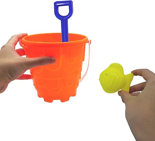 Miniatura 5 de 4E's Novelty 12 juegos de juguetes de playa, incluye 12 cubos de arena, 12 palas, 24 moldes de arena para niños, cubos de playa pequeños de 5.75