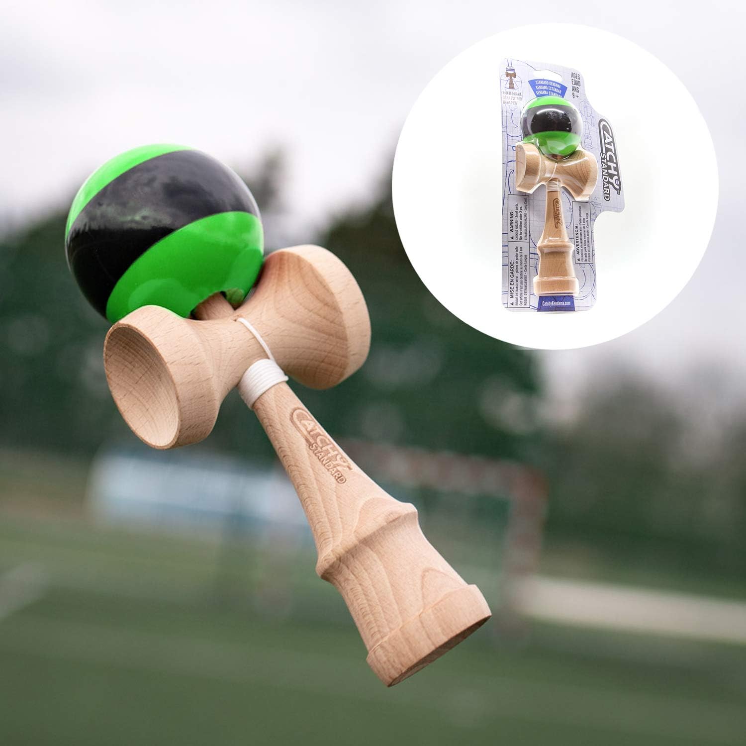 YOYO FACTORYKendama โ Original Wooden Kendama Toy Made Locally in EU | Classic Skill & Balance Game for Kids & Adults - Green/Black