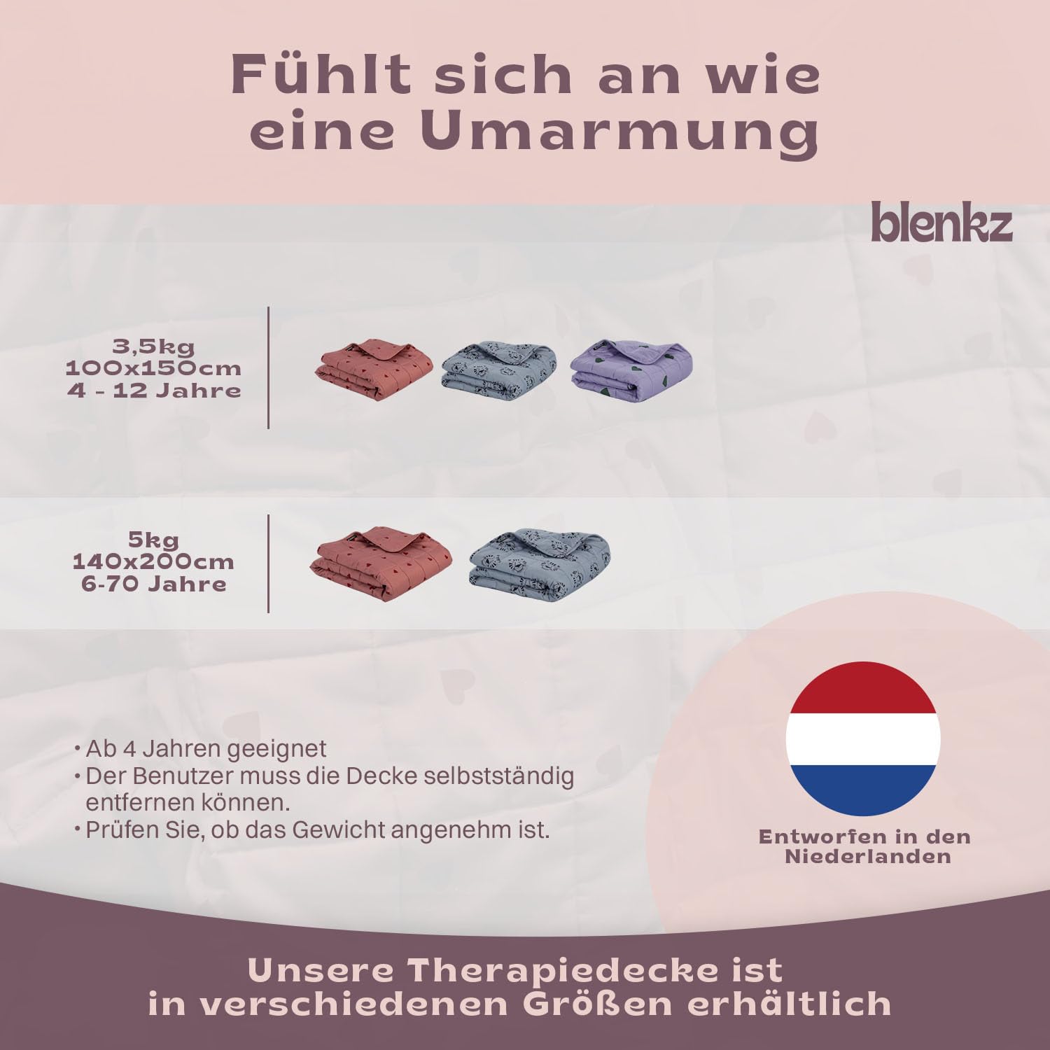 Gewichtsdecke Kinder 3,5 kg 100x150 cm Oeko-TEX Zertifiziert Baumwoll-Oberfläche Design Tigergesicht Blau