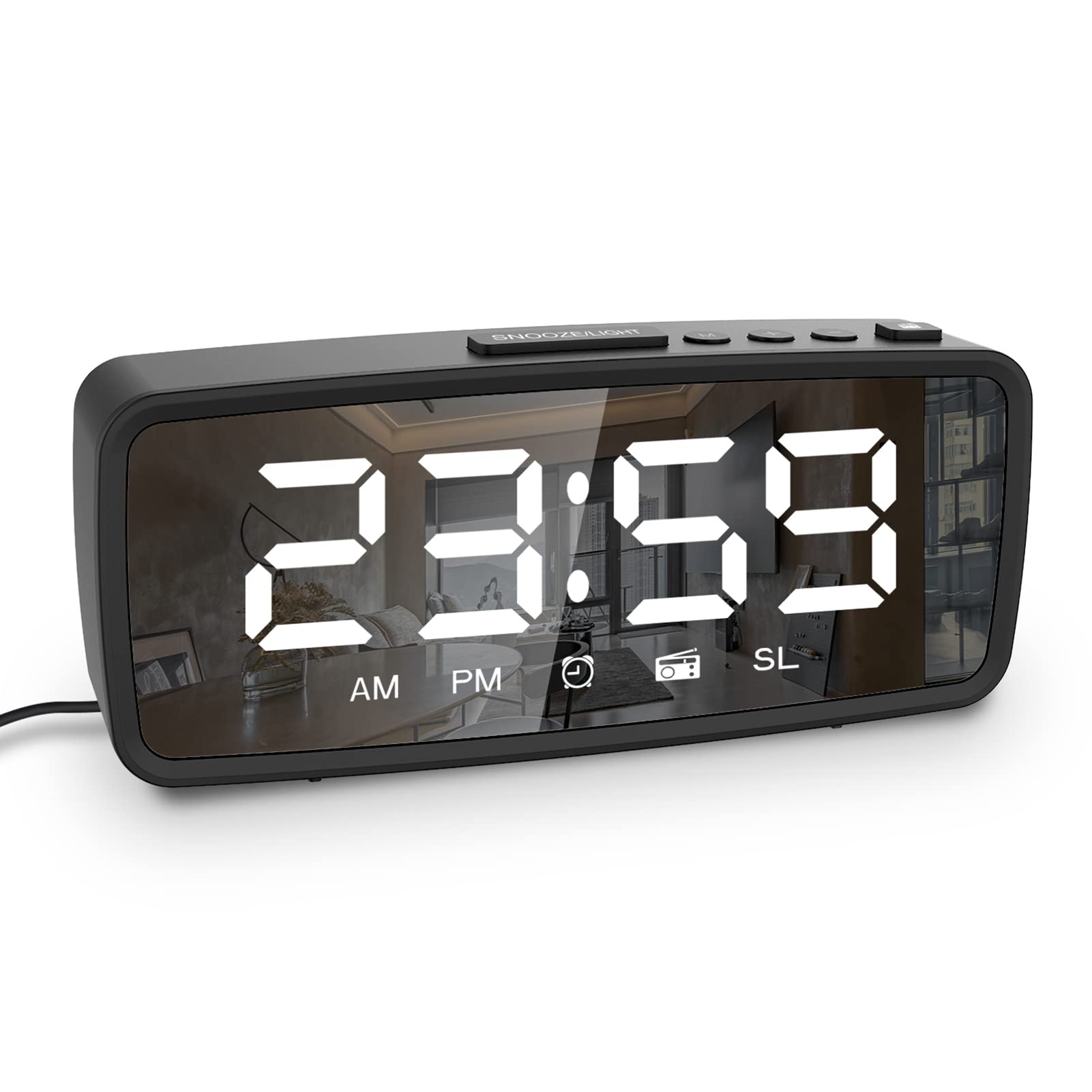 Radio Reloj Despertador, Despertadores para Personas Que Duermen Mucho, Reloj para Dormitorio con Temporizador de Apagado, para Cabecera de Dormitorio