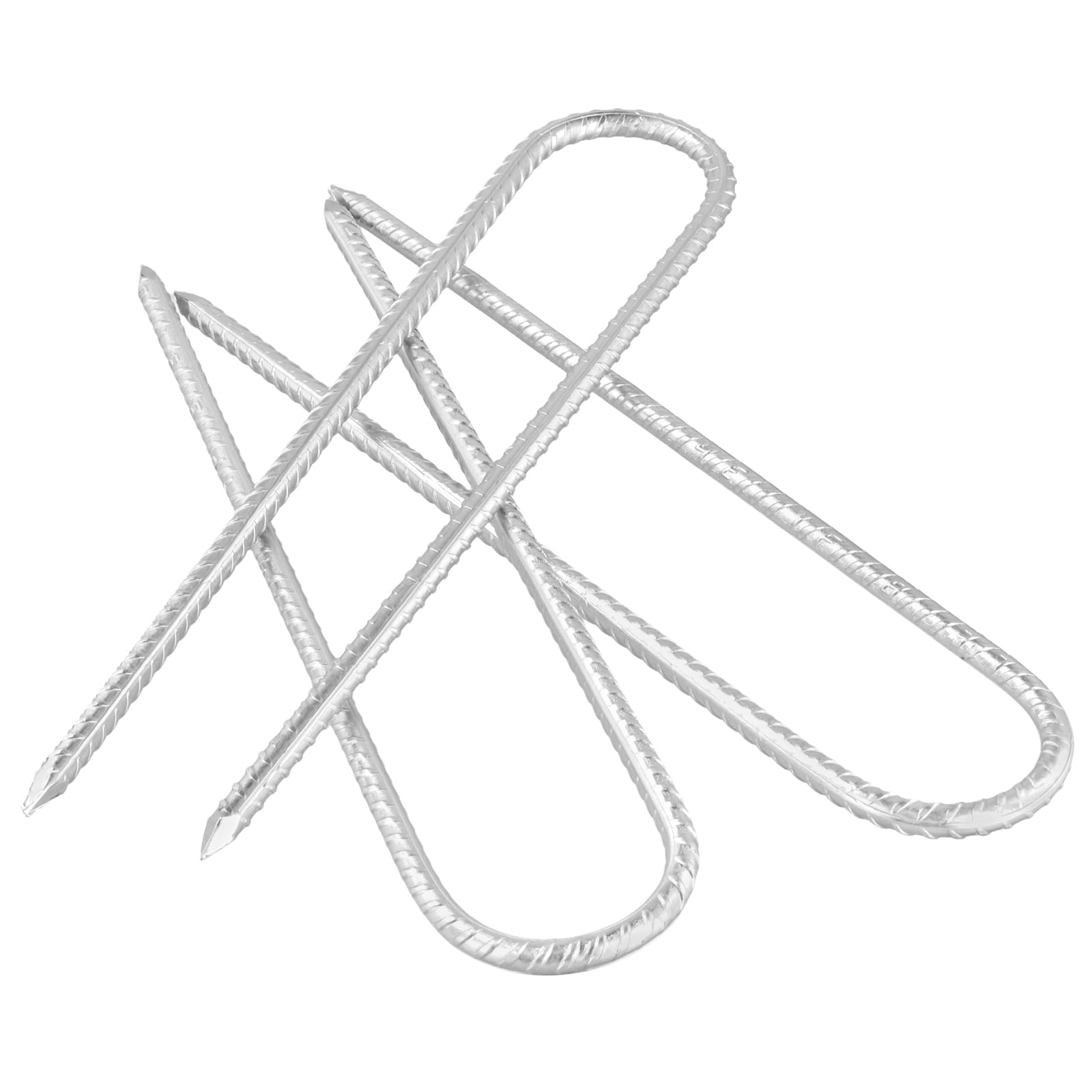 20 Stück 30,5 cm silberfarbene Boden-Bewehrungsstäbe, verzinkter Stahl, U-Heringe, robuste Campingheringe für Garten, Camping, Zelte, Trampolin, Schaukel-Sets