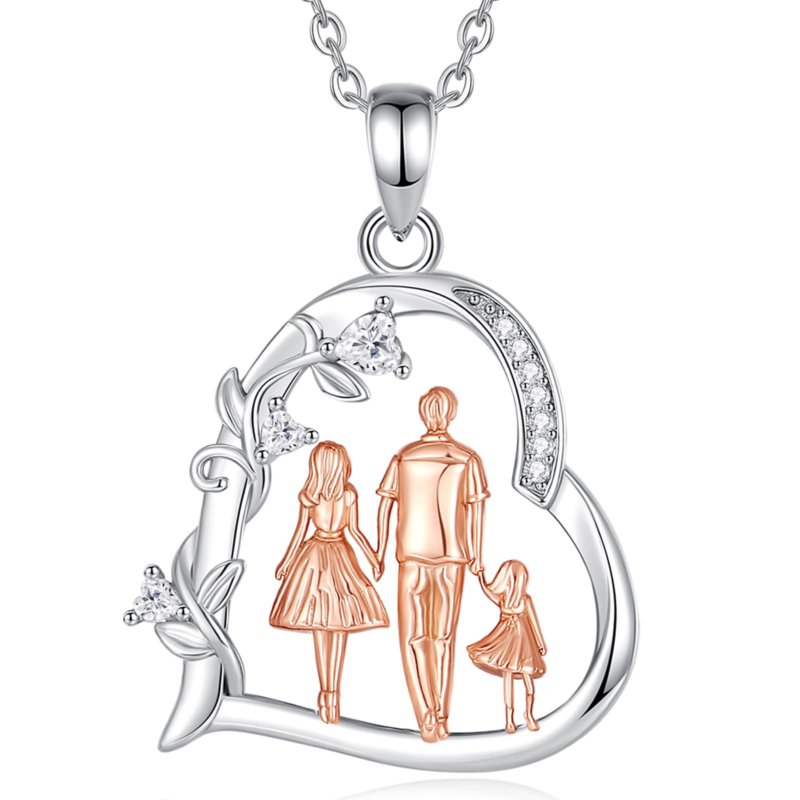 EUDORA Harmony Ball Collana Madre Bambina Argento Sterling 925 per Donna, Ciondolo Madre Figlia Doppio Cuore Gioielli Regalo Festa della Mamma per Mamma Moglie, Catena da 45 cm