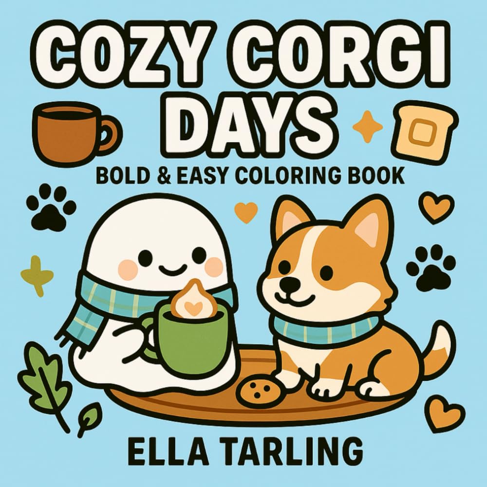 Cozy Corgi Days: A Cute & Relaxing Coloring Book for Kids and Adults | 40 Bold, Easy & Wholesome Designs: Adorable corgis, warm cocoa moments, and ... Bold & Easy Coloring Books for Kids & Adults)