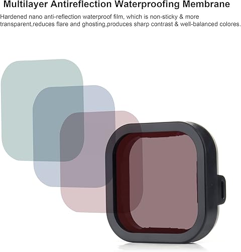 Miniatura 41 de GEPULY Paquete de 4 filtros de buceo subacuáticos para GoPro Hero 5 6 7 Black Hero 2018 Super Suit carcasa impermeable en rojo, rojo claro, magenta