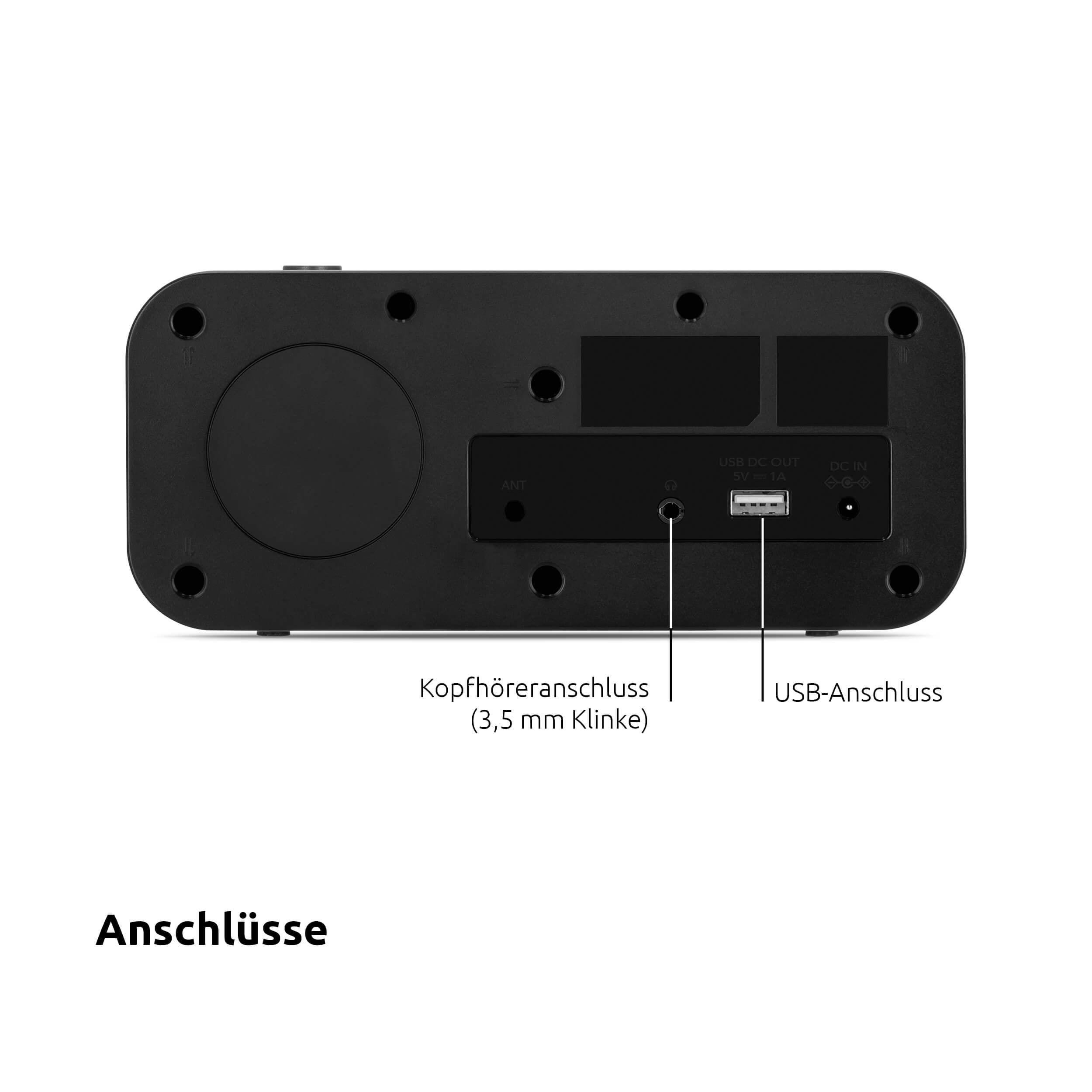 TechniSat VIOLA CR 1 – DAB+ Radiowecker, Wireless Charging, UKW, 3.3 Watt | Zwei Wecktimer, Snooze, Sleeptimer, USB-Ladefunktion, Kopfhöreranschluss, Display 3.5 Zoll, Netzteil, schwarz