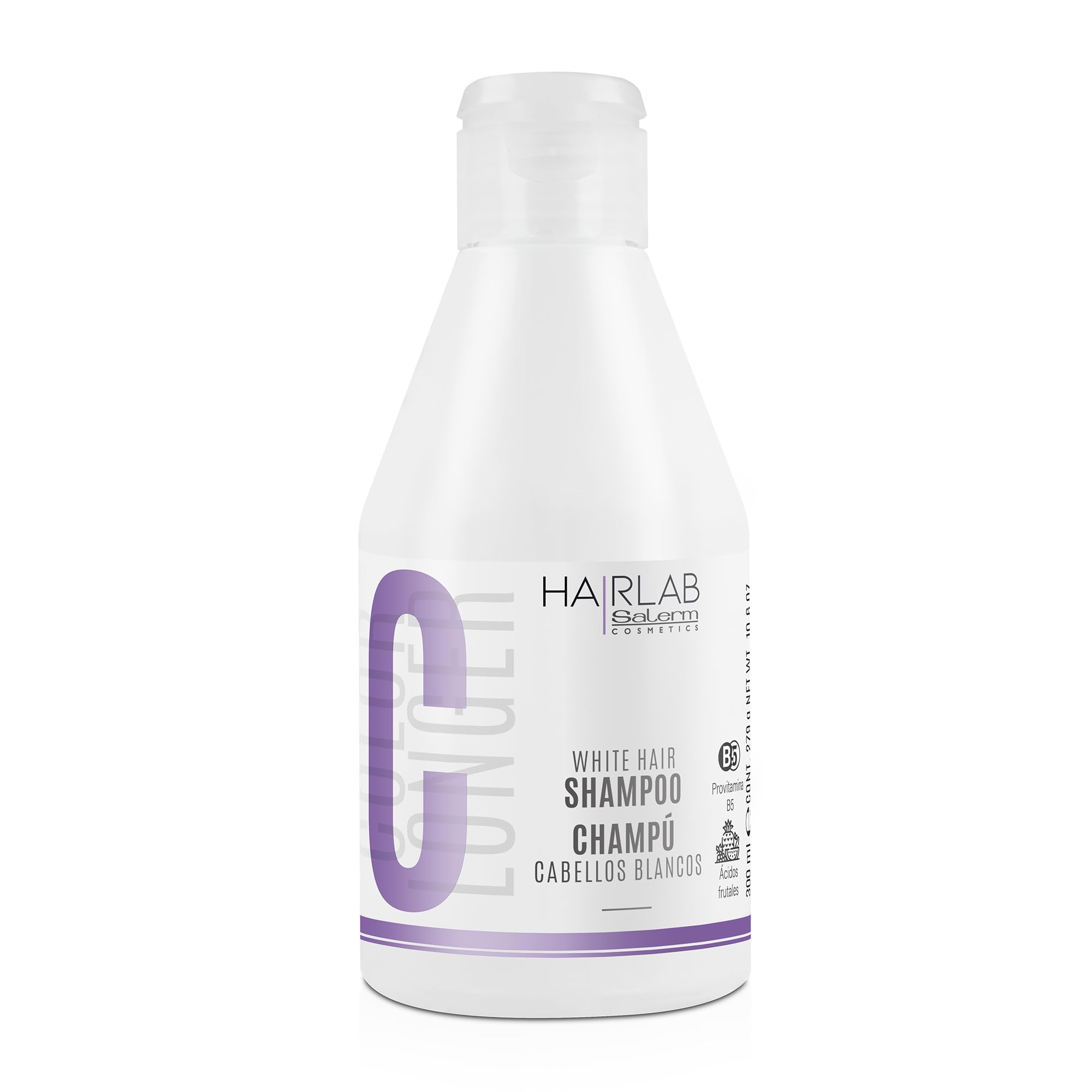 Salerm White and Bleached Hair Shampoo, White Hair Lab Shampoo, 300ml, Eliminates Yellow Tint