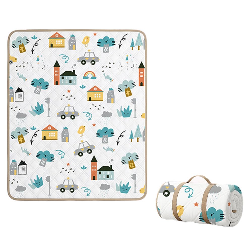 Tappeto Pieghevole da Picnic Impermeabile Antipolvere Leggero Portatile con Maniglia for Camping Spiaggia Parco Giardino Festival Viaggi e Uso Esterno,Cities,200×300cm