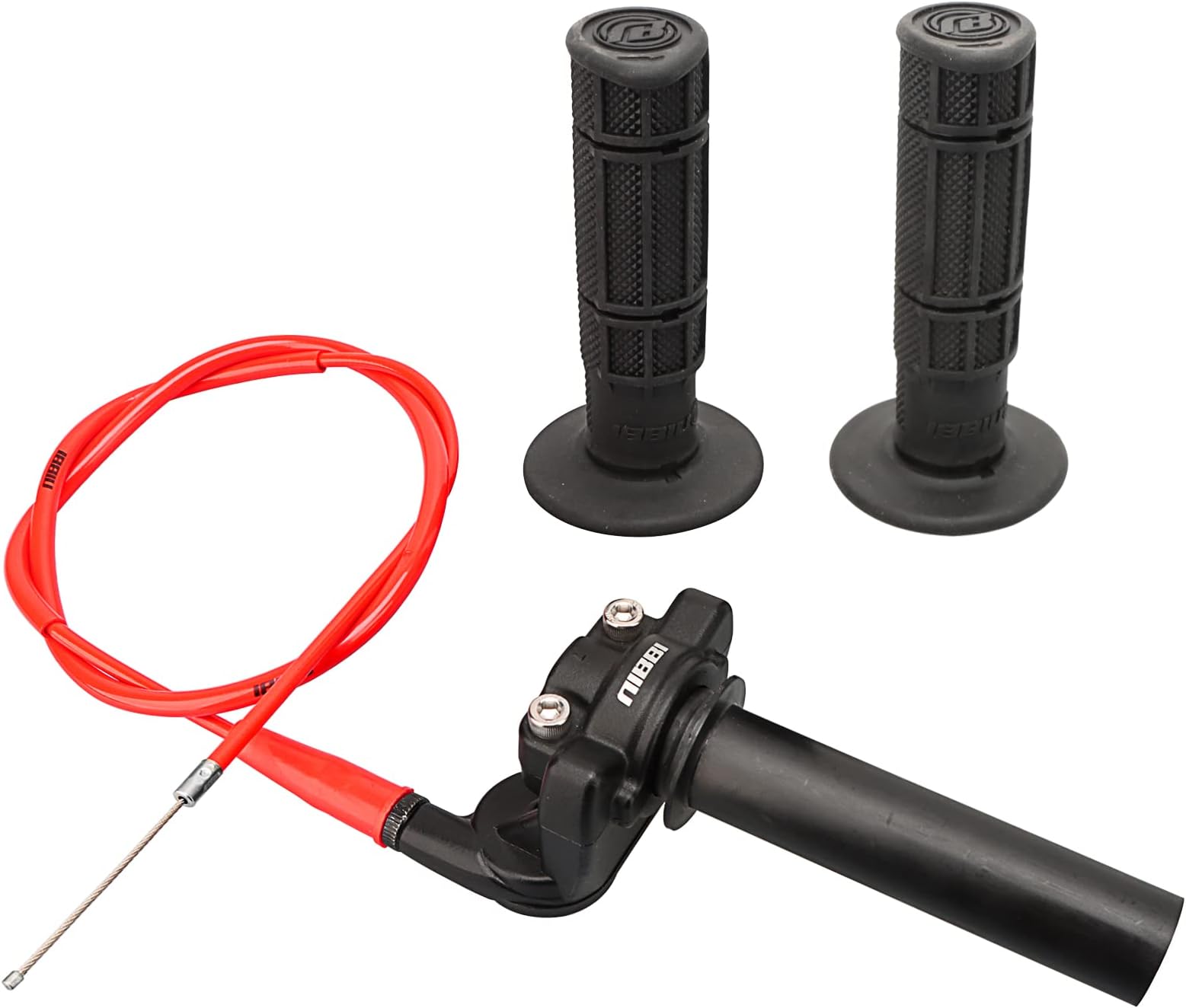 NIBBI Twists Throttle Grip,Dirt Bike Grips with Throttle Cable and Handlebar Grip for SSR125 Pit Bike, 22mm Motorcycle Throttle Assembly
