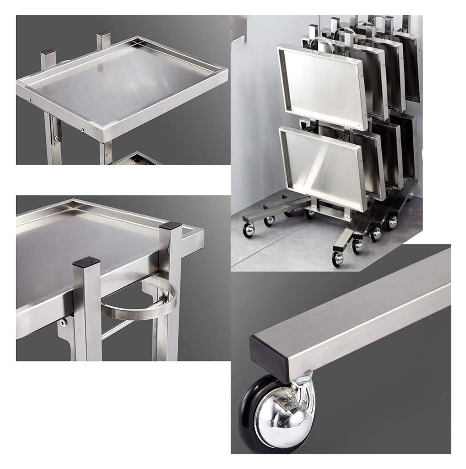 Carrello portaoggetti, Carrello Bar su Ruote, Supporto Mobile per Strumenti da Salone, Vassoio per Parrucchiere in Acciaio Inossidabile