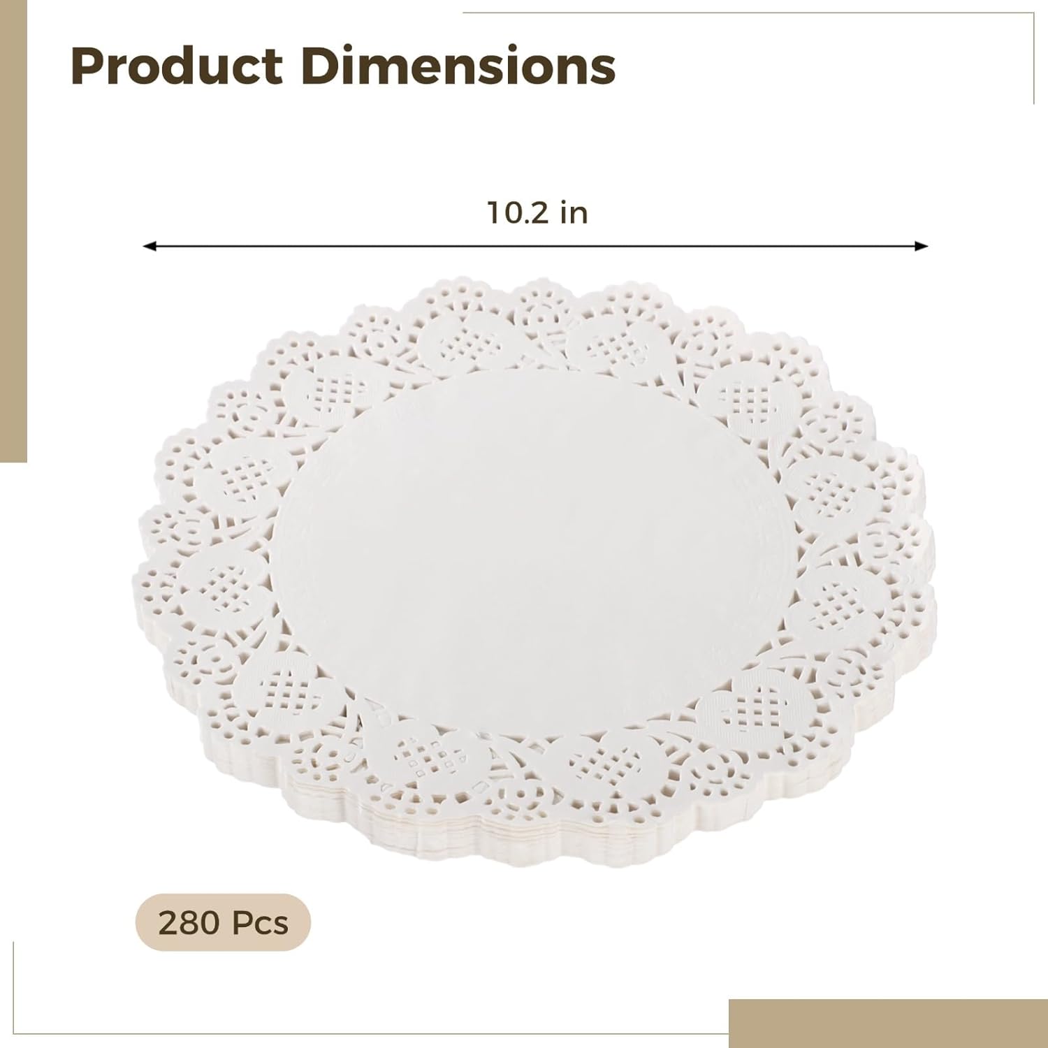 280 Pieces Disposable Lace Paper Doilies, Round 10.2 In White Placemats, Baking Oil Absorbent Liners For Tables At Parties Or Weddings