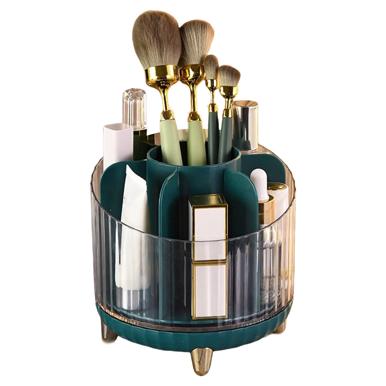 Kalttoy Green Makeup Storage Container Degree Rotatable Sturdy Pp Cosmetic Display Case For Dresser Bathroom Organization Cosmetic Organizers
