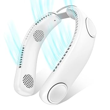 zelaxy 2022 New Portable Neck Fan, Rechargeable Four Blades Wearable Fan, Hands Free Bladeless Fan, 3 Wind Speeds, USB Charge, Foldable Personal Fan for Indoor & Outdoor Sports, Travel (White)
