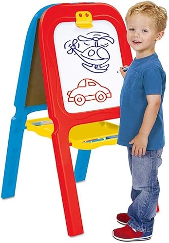 LUKEO - Pizarra ajustable de pie y tablero magnético de borrado en seco, juego de dibujo, suministros de arte, accesorios de aprendizaje para niños