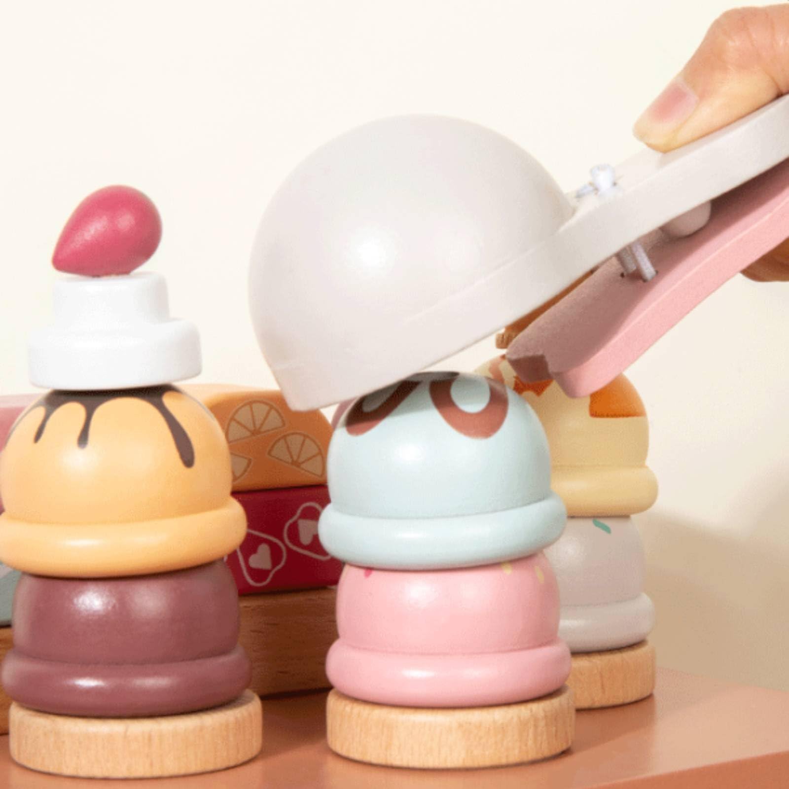 Carrello Gelato Giocattolo Bambini Set Gioco Finto Banco Pasticceria Dessert Legno Educativo Interattivo Narrazione Creativa Abilità Sociali Adatto per Gioco in dei Bambini Regali