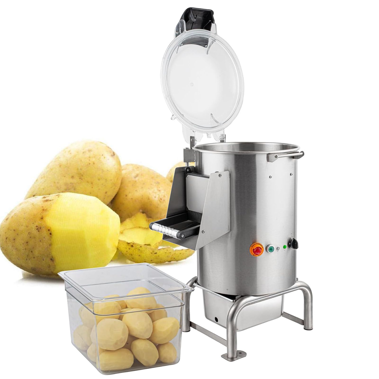 Peladora De Patatas Comercial De 22 L, MáQuina Peladora De Verduras EléCtrica, Lavadora De Patatas De Acero Inoxidable De 70-100 Kg/H, Para Patatas, Batatas, Taro Y Jengibre,220V