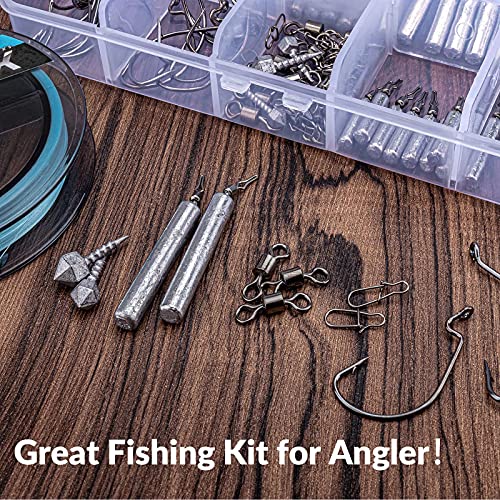 Thkfish Fishing Weights Fishing Sinker Drop Shot Weights Fishing Weights Kit Drop Shot Rig Wacky Hooks Offset Hooks Fishing Tackle C-103Pcs #TOP3