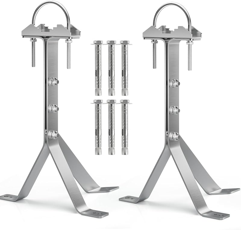 Antenna Mounting Bracket 12 Inch SUS304 Stainless Steel Mast Wall Mount Clamp Windproof Antenna Mount for TV Antenna Mast
