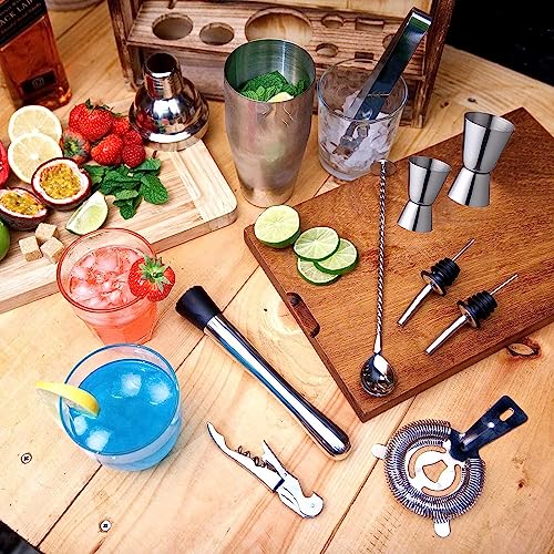 Set de coctelera y kit bartender 11 piezas acero inox miniatura 4