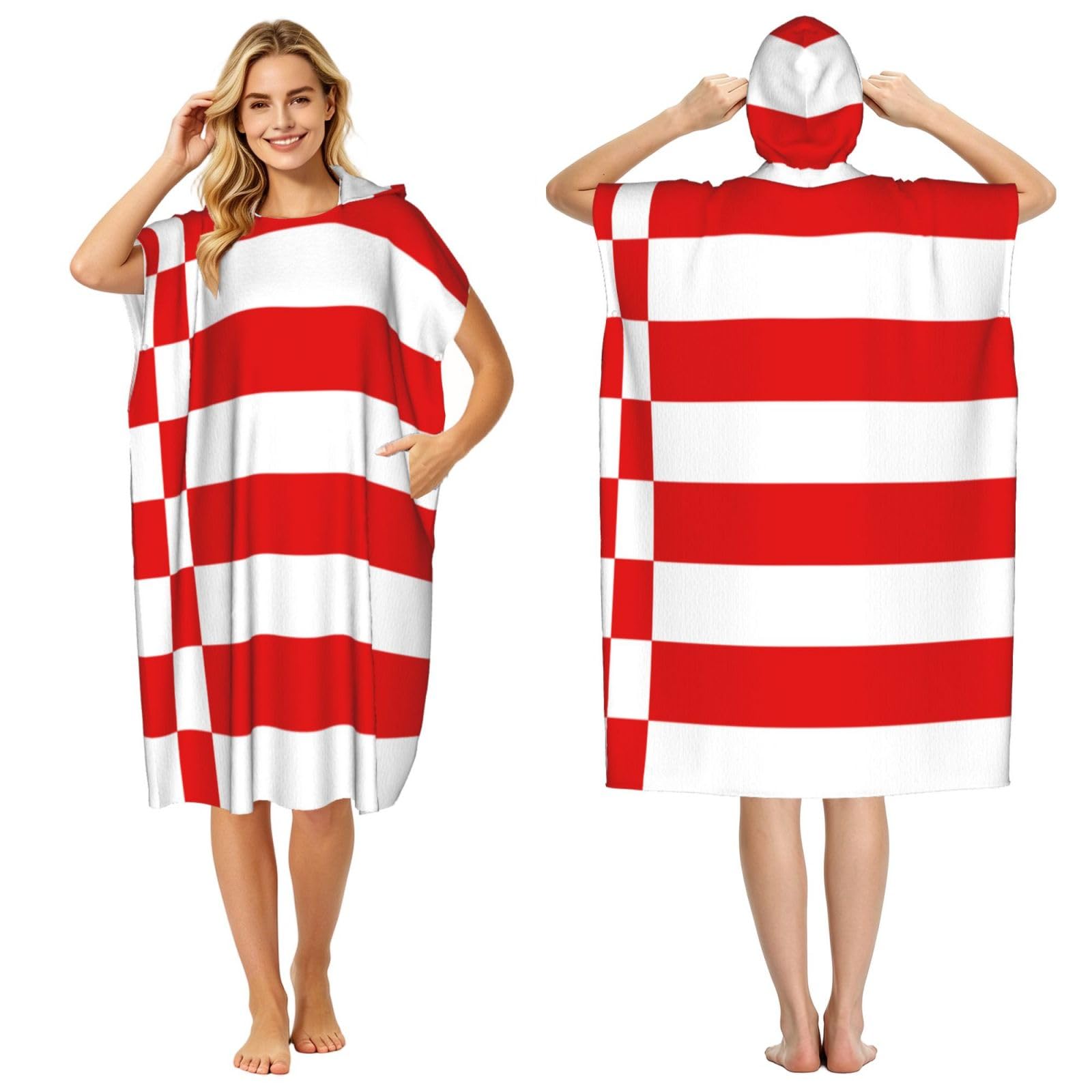 DTHKJNLSF Bremen Flag Adult Hooded Beach Poncho Towel