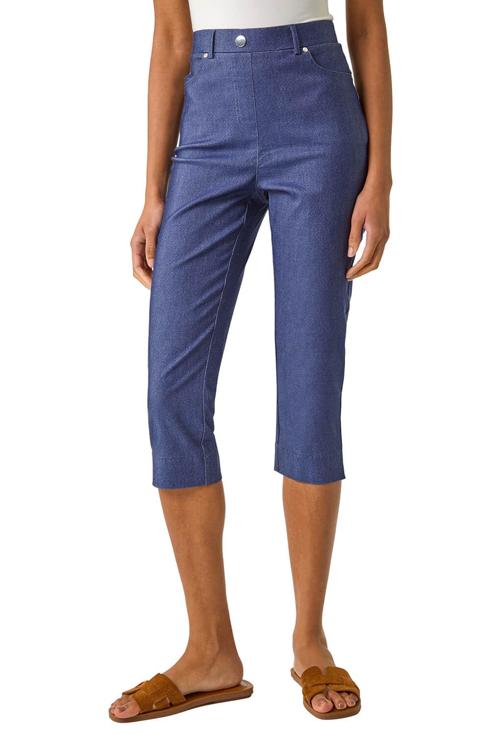 Roman Women's Indigo Lift Sculpt Shape Cropped Stretch Trouser In | : Size 18