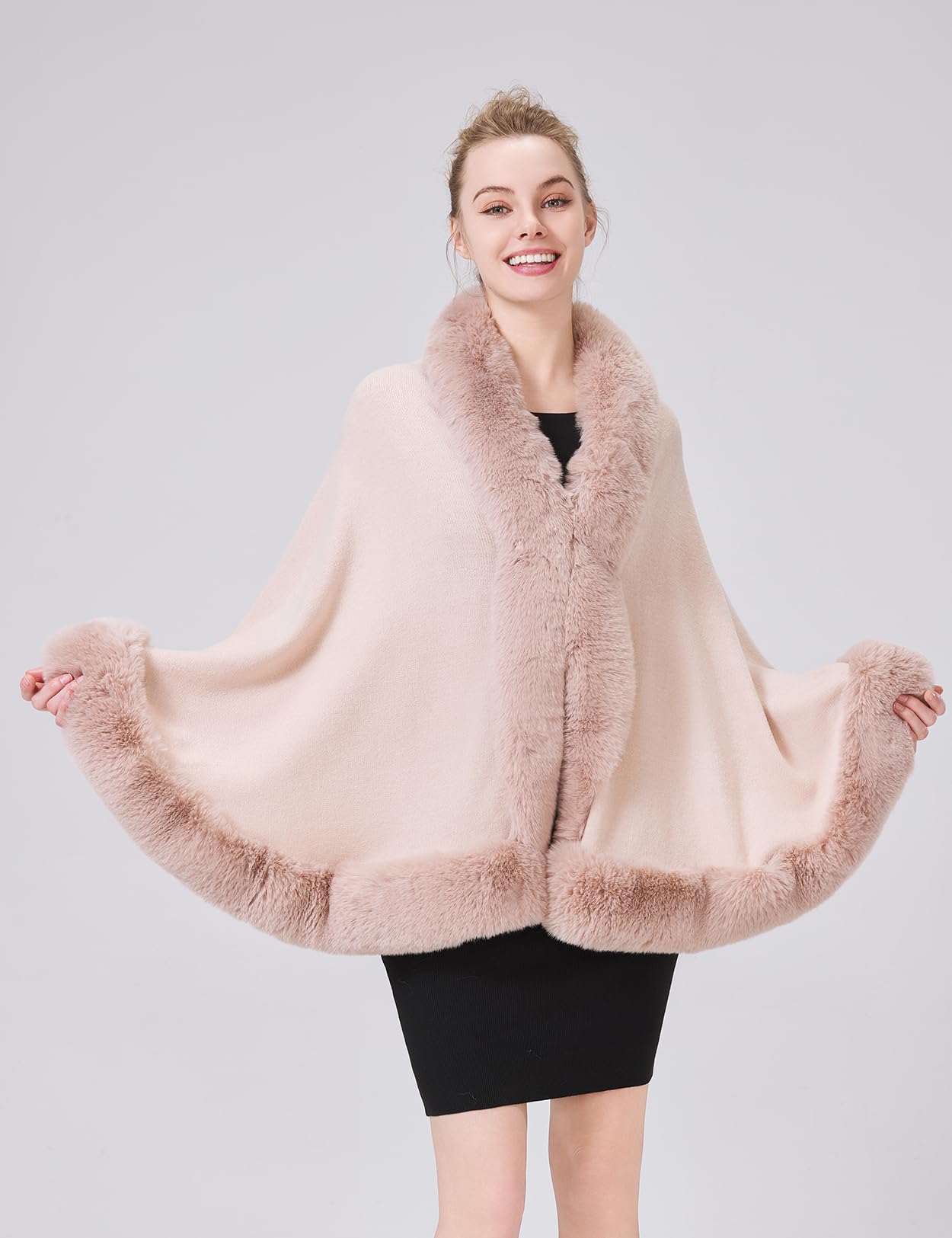 BEAUTELICATE Chal de Pelo Sintético Mujer Bolero Poncho Capa para Invierno Bodas Novia