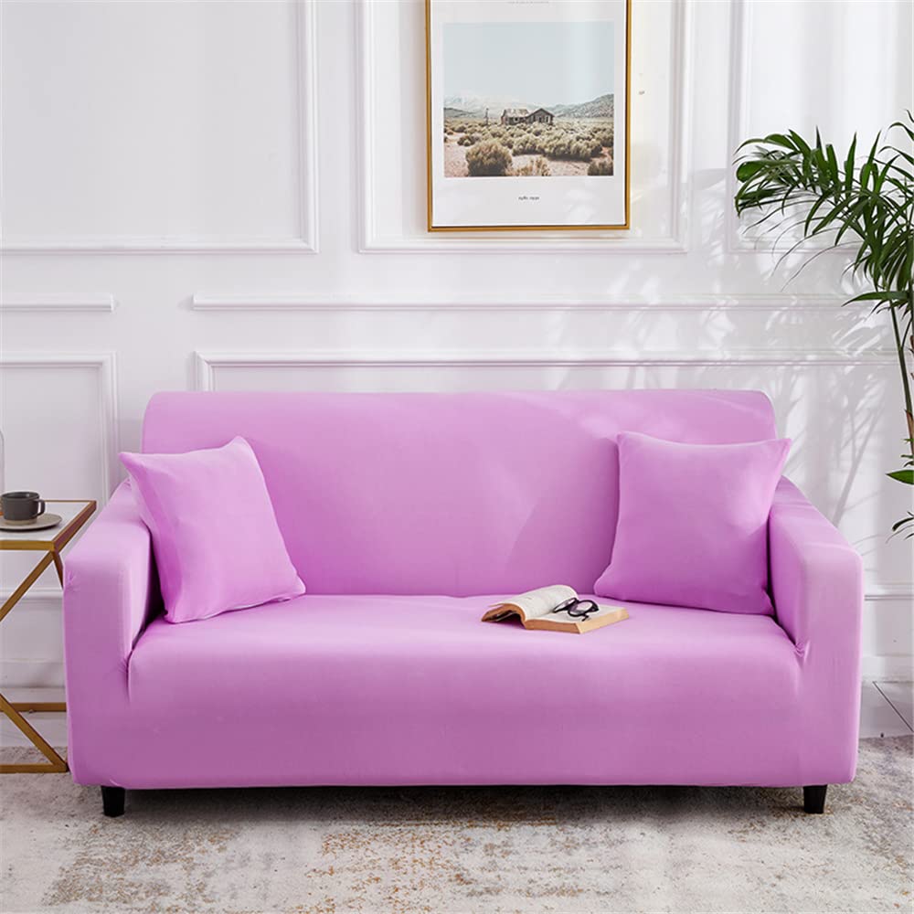Housse de canapé antidérapante et extensible pour fauteuil 1 place mauve