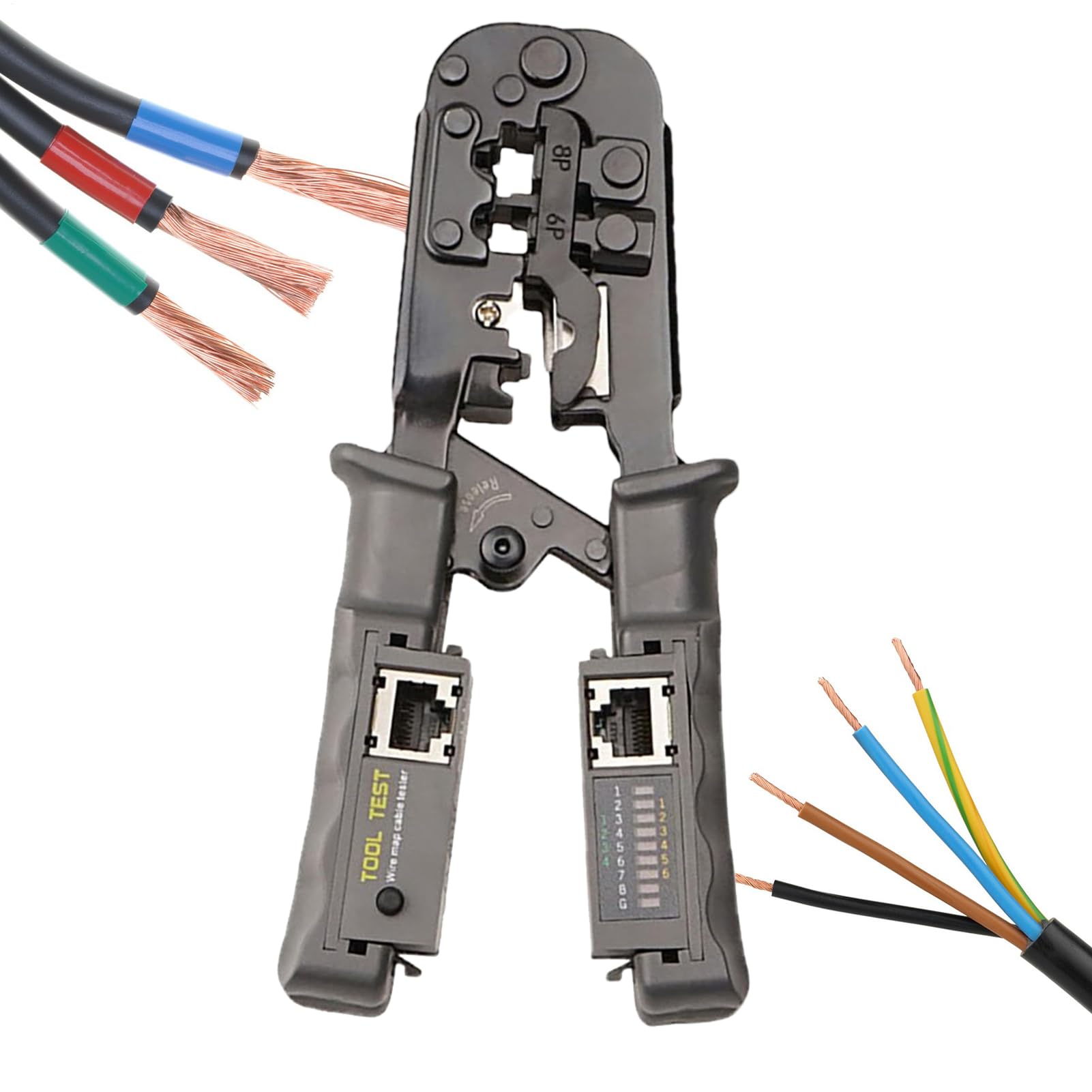 Pinza crimpatrice per cavi, pinza crimpatrice per cavi con pinza, pinza per installazione elettrica multifunzione per casa, officina, appartamento per studenti