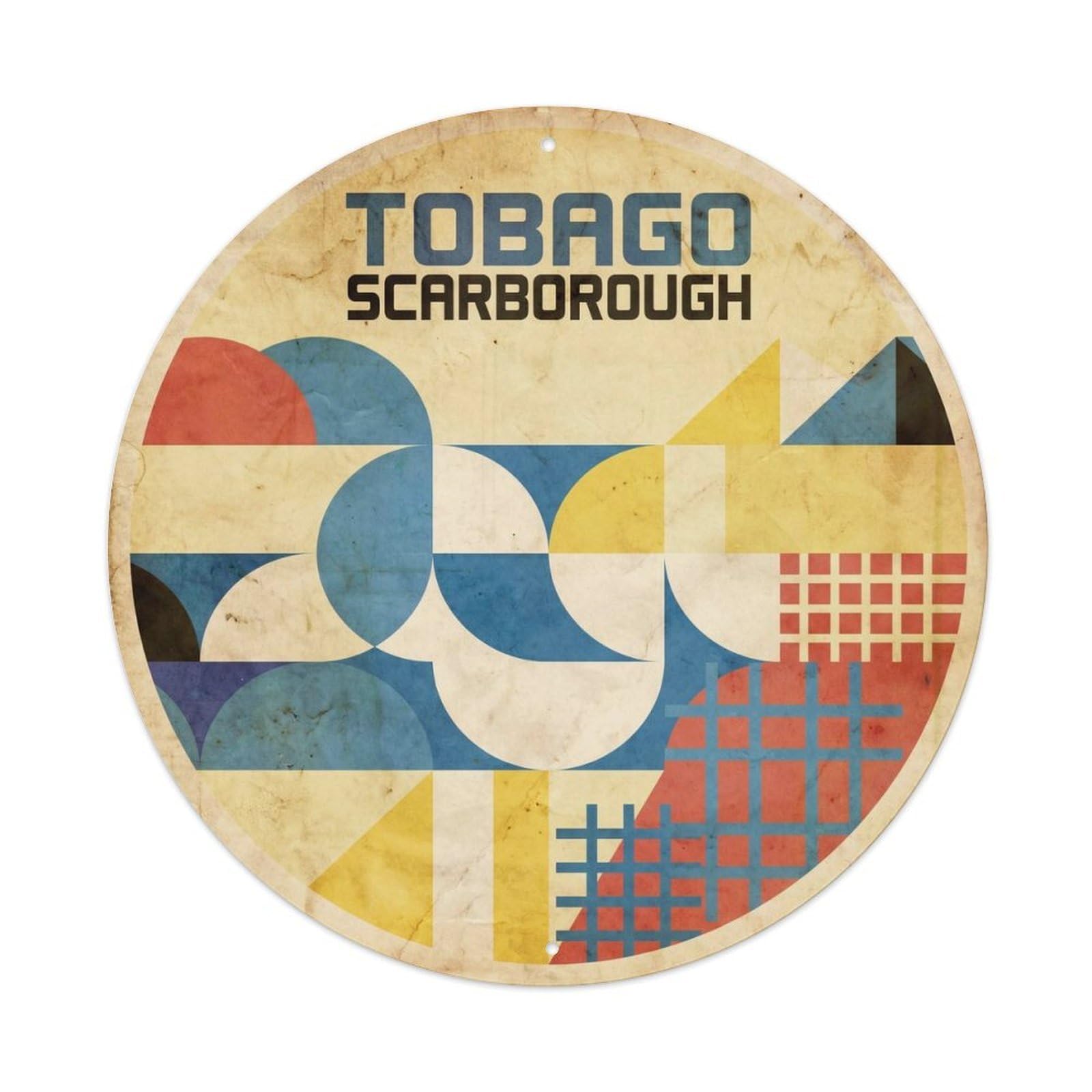 Tobago Scarborough Tropical Coast Constructivist Metal Tin Sign