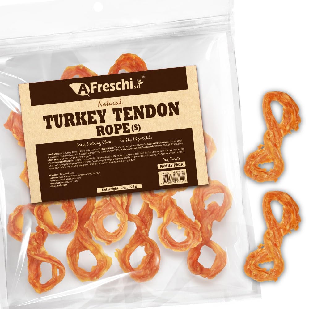 A Freschi srl Turkey Tendons for Dogs USA-Sourced Healthy Dog Treats Rawhide-Free Puppy Chews Long Lasting All Natural