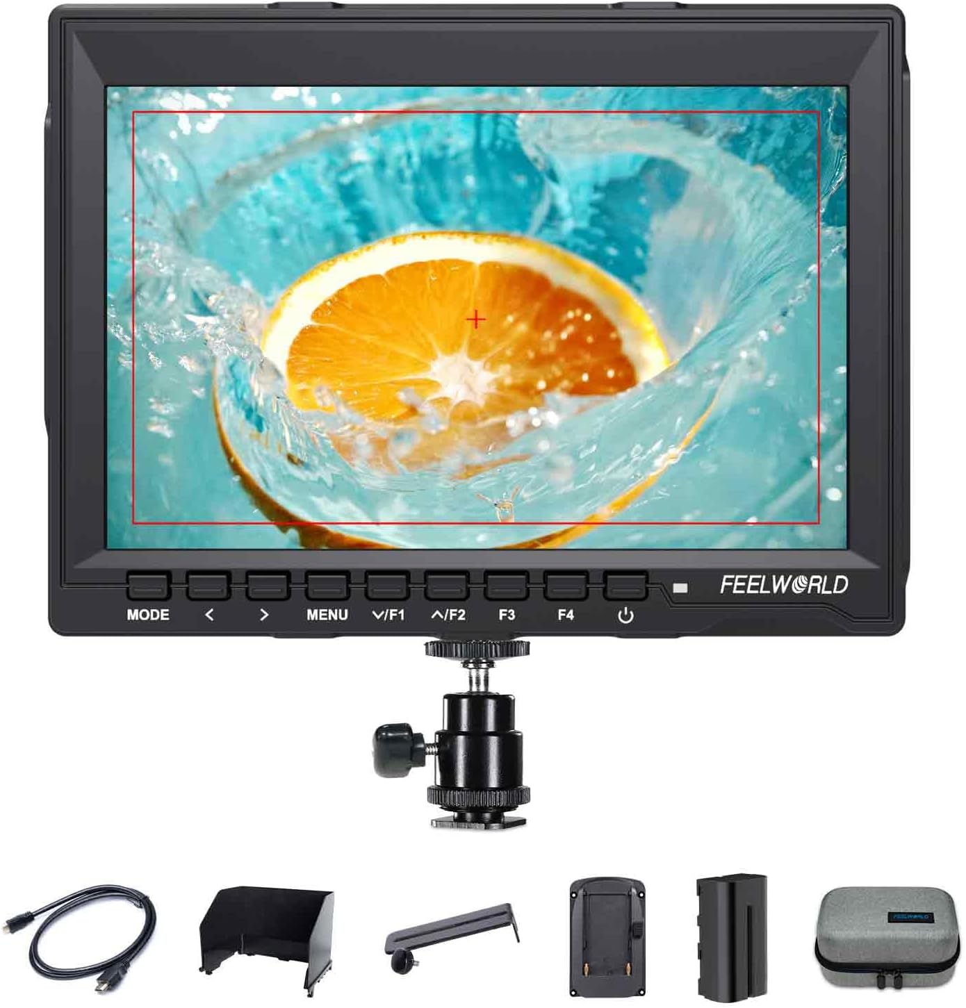 FEELWORLD FW759 7 Inch Camera Field Monitor HD Video Assist IPS 1280x800 HDMI Input 1080p with F550 2200 mah Battery Sunshade for DSLR Cameras, Handheld Stabilizer