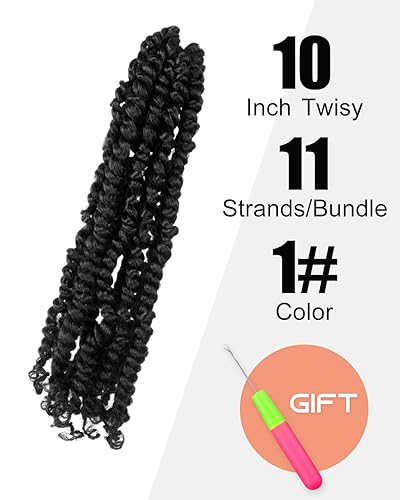 Miniatura 2 de Pelo de Passion Twist, cabello trenzado de estilo Passion Twist de 10 pulgadas, trenzas cortas pretrenzadas de ganchillo jumbo pretrenzadas de dos