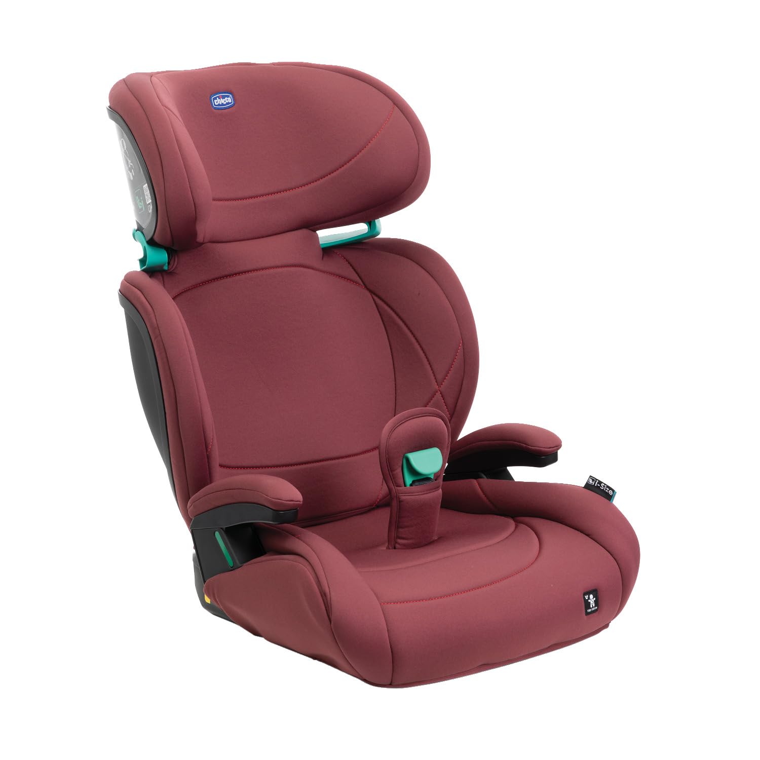 Chicco Quizy Lite i-Size, Seggiolino Auto Bambini 3-12 Anni (100-150 cm), Peso 15-36 kg, Facile da Installare, Reclinabile, Regolabile in Altezza, con Braccioli Imbottiti e Seduta Confortevole, Rosso
