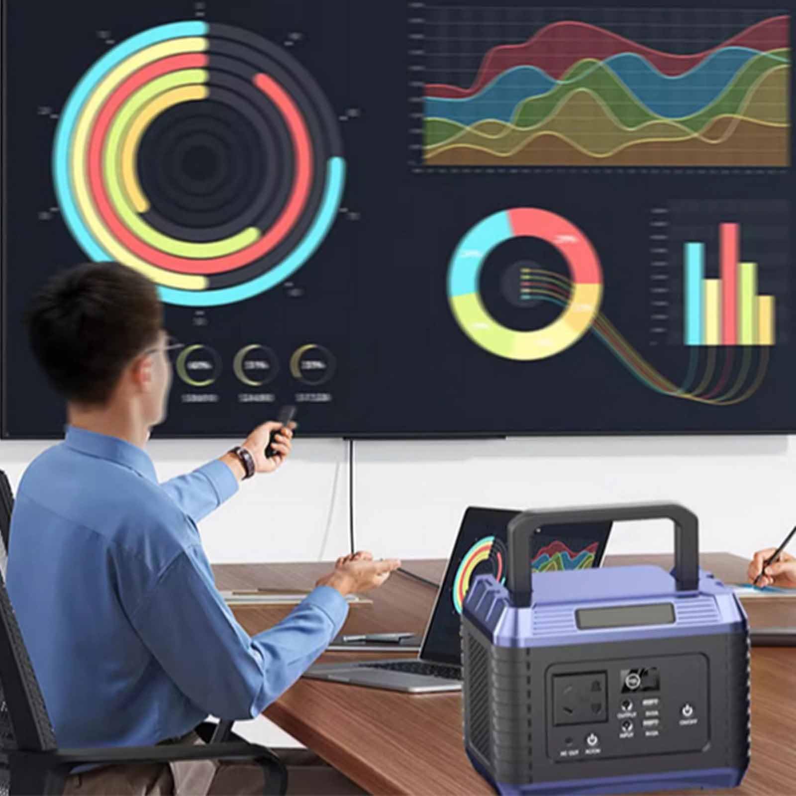 Generador de Pantalla Digital para Acampar al Aire Libre, 220 V, portátil, para emergencias en vehículos recreativos, Compacto y fácil de almacenar para Cargar Relojes.