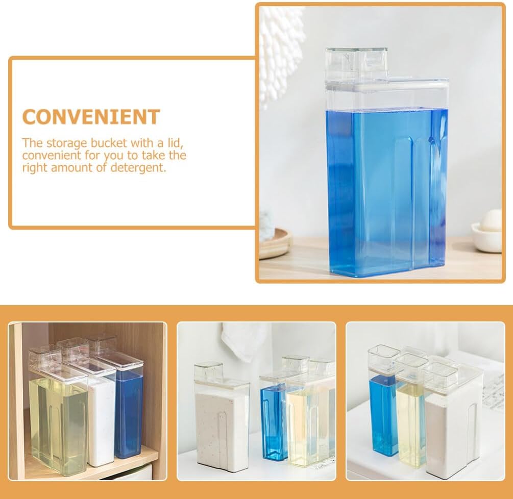 Cabilock 2pcs Empty Laundry Liquid Dispenser, Liquid Container, Large Dispenser Bottle, Cereal Organizer, Transparent Storage Container, Laundry Soap Dispenser for Softener, 23.5X12.5X5.5CM