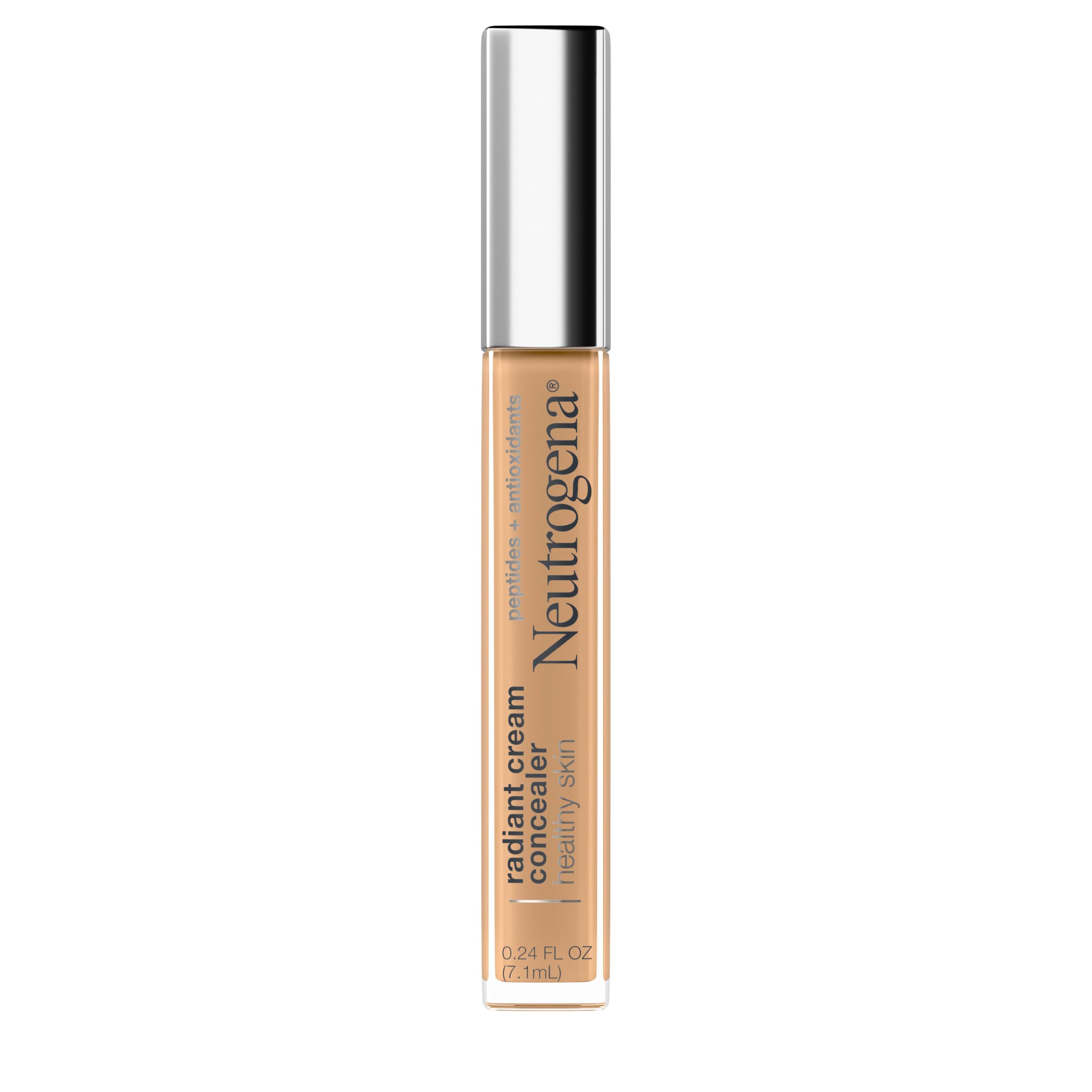 NeutrogenaHealthy Skin Radiant Brightening Cream Concealer with Peptides & Vitamin E Antioxidant, Lightweight Perfecting Concealer Cream, Non-Comedogenic, Hazelnut Medium 01 Warm Undertones, 0.24 oz