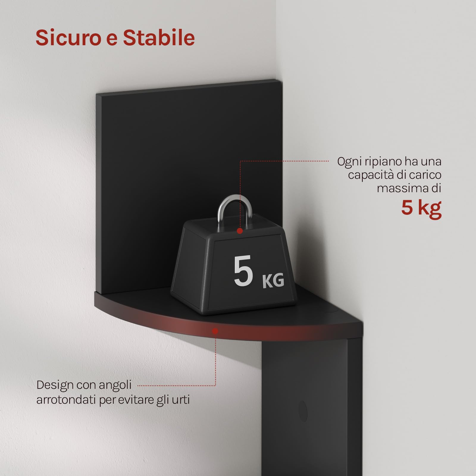 WOLTU Mensola Angolare da Muro Zigzag, Libreria da Parete con 5 Ripiani, Scaffale a Muro per Camera da Letto, Soggiorno, Cucina, Studio, Mensola Nera in Legno, RG9313sz2