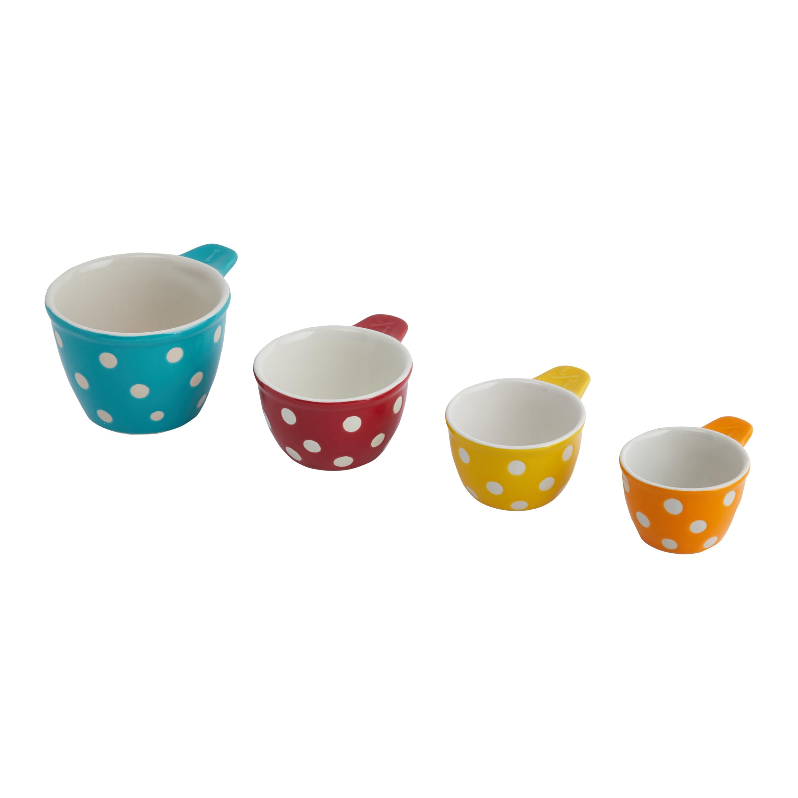 Creative Co-Op Ceramic Measuring Cup, Set of 4, Multi-Colored