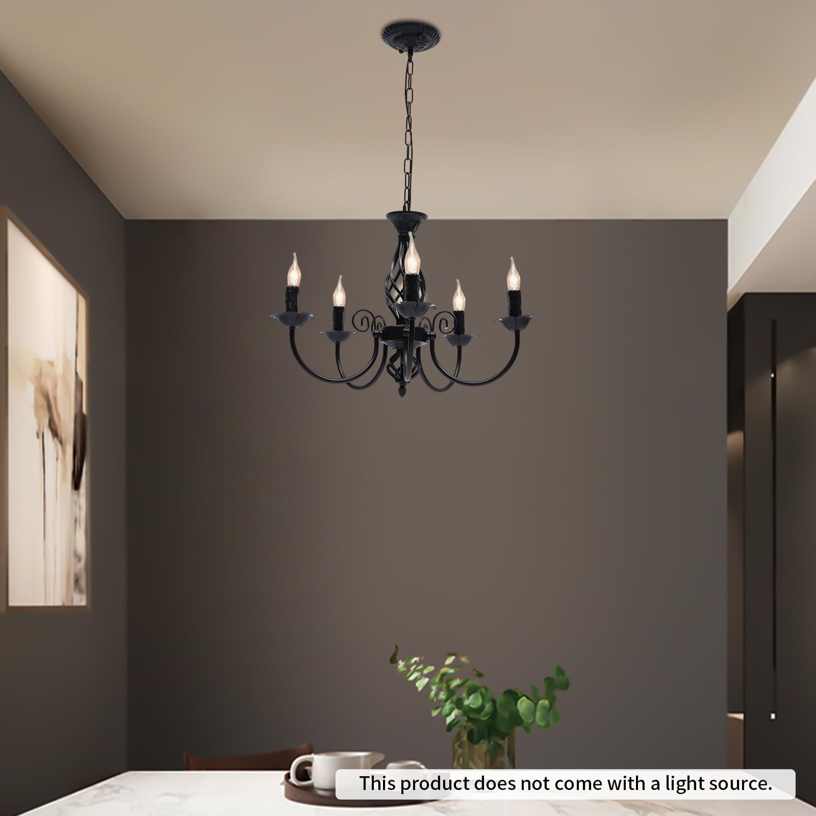 Lampada da soffitto retrò a 5 luci, in robusto ferro, stile antico, con catena regolabile in altezza, perfetta per camera da letto, cucina e ingresso, 220 V, per una casa elegante