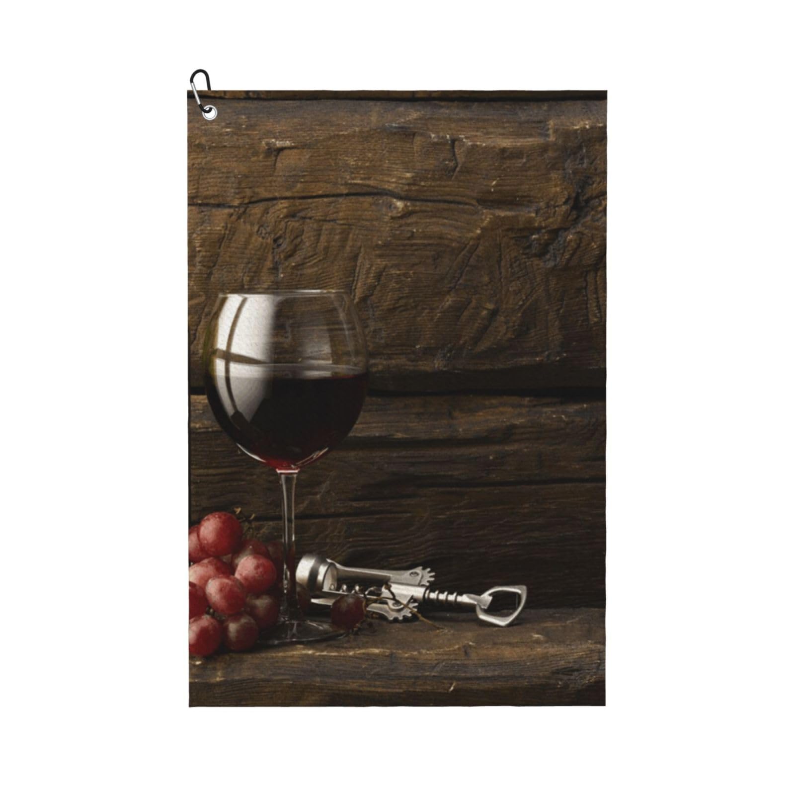 Hnnkloy Grapes Bottle And Glass Of Red Wine, 16x24 in Portable Waffle Golf Towels with Carabiner Clip for Golf Bag