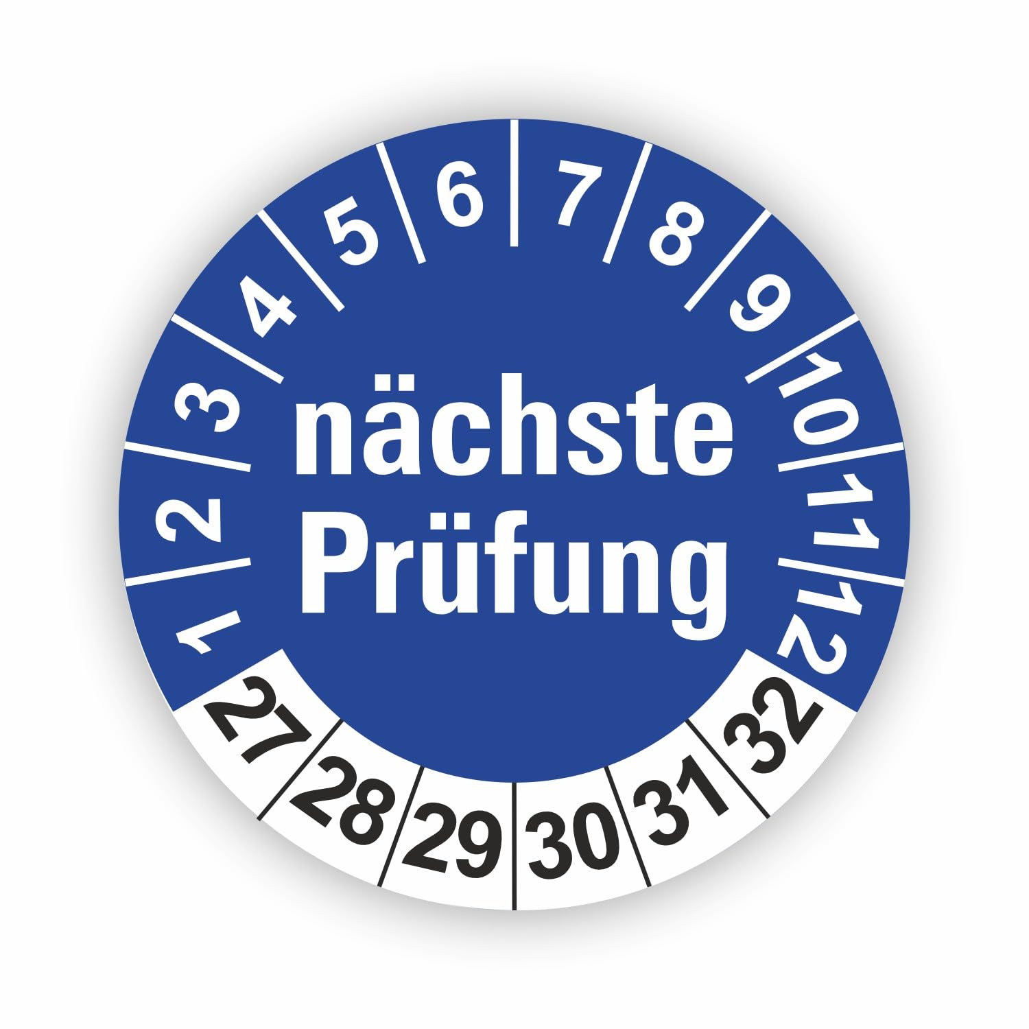 Hochwertige Prüfetiketten NÄCHSTE PRÜFUNG Ø 20mm - Selbstklebende PVC-Folie - Wartungsetiketten für Prüfung - Prüfplakette für Prüfungsnachweis (500 Stück)