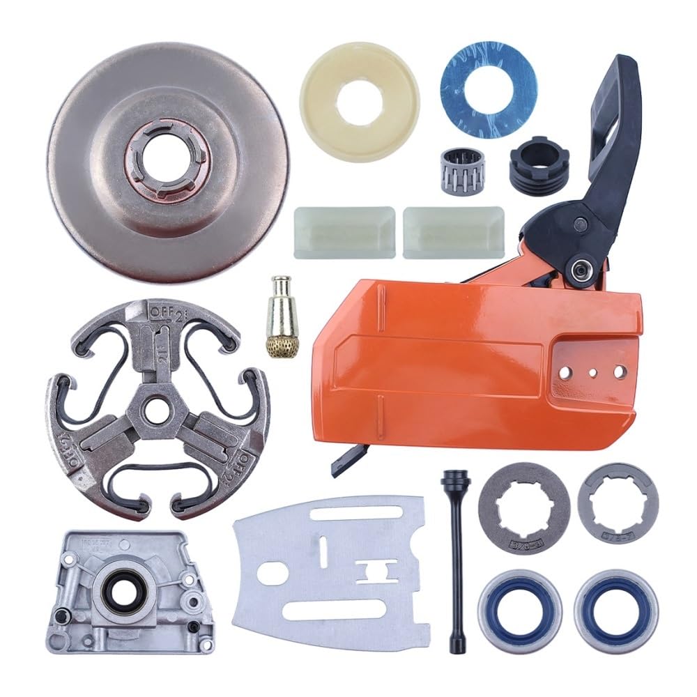 Kit de reparación for Motosierra (Incluye Tapa Embrague, Cadena, Freno, manivela, Tambor, Aceite, piñón y llanta). Compatible con motosierras 61, 66, 266, 268, 272 272XP