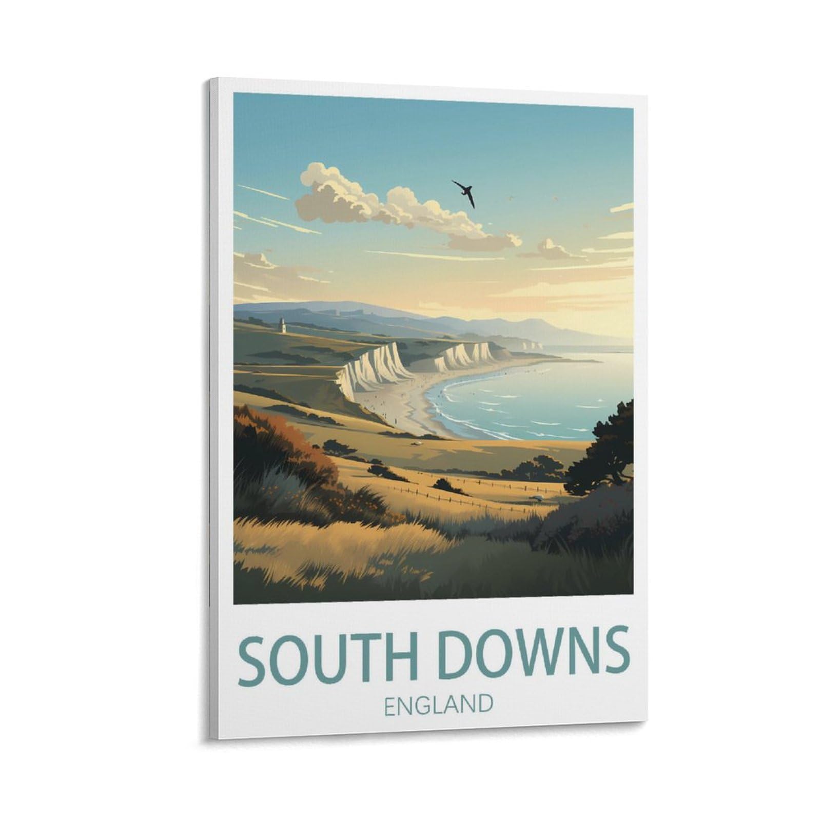 Puplum Frame-Style South Downs England Vintage Travel Posters Landscape 12X18inch(30X45cm) Wall Art Picture Print Canvas Art Poster Modern Family Bedroom Decor Posters