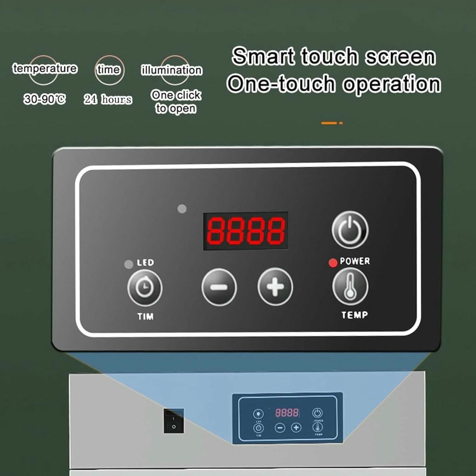 Deidratatore Alimentare in Acciaio Inossidabile, Decoratore di Carne Rotatoria con Termostato Regolabile da 30 A 90 C 24 Ore, Cena Alimentare