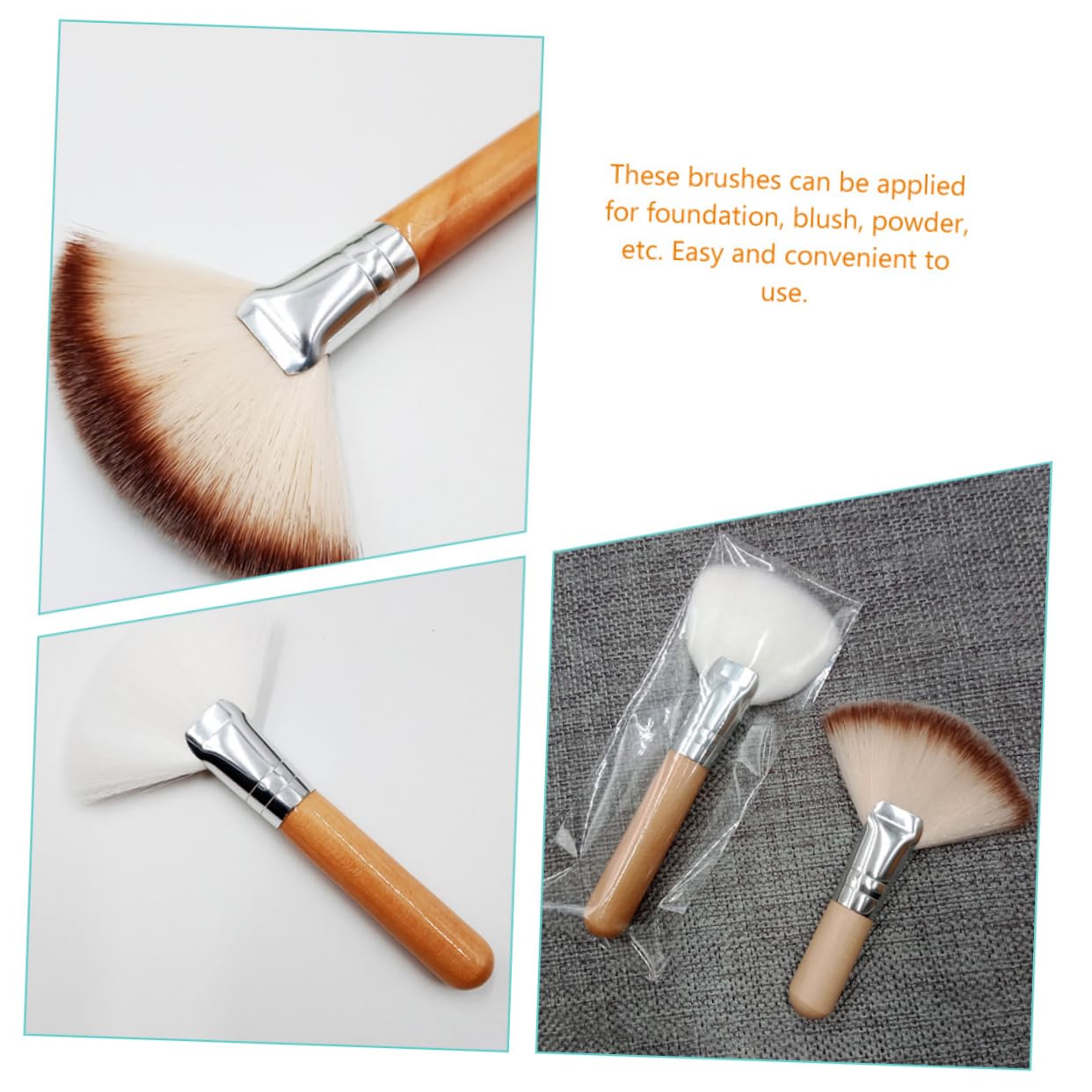 FOMIYES 4 Set Di Pennelli A Ventaglio Soffici Per Il Viso Pennelli Per Illuminare in Nylon Morbido Strumenti Per Il Trucco 4 Pezzi*4