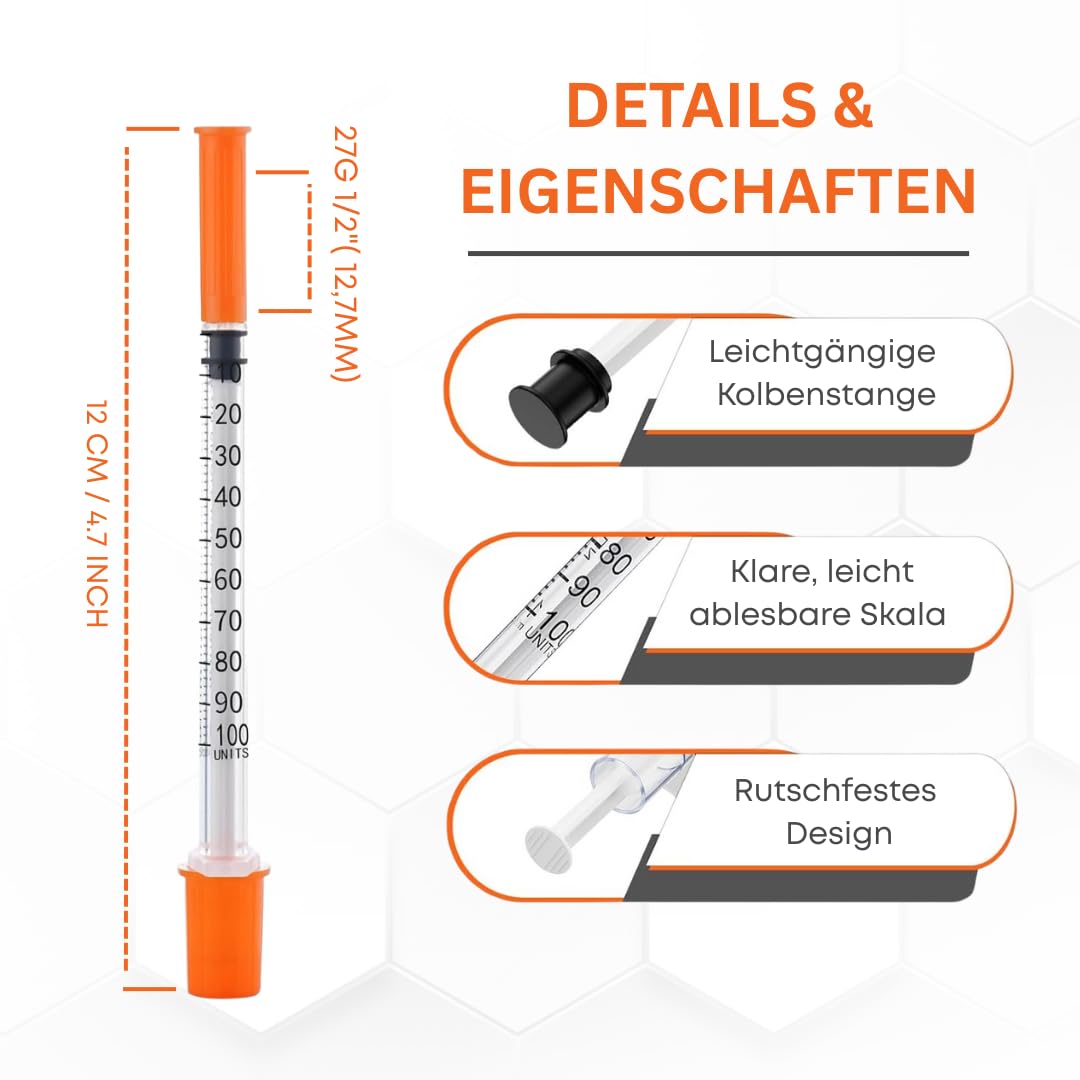 100 Stück 1 ml Plastic Tube 27G x 1/2" (0,4 x 12,7 mm) Mehrzweck-Messwerkzeuge, Einzeln verpackt