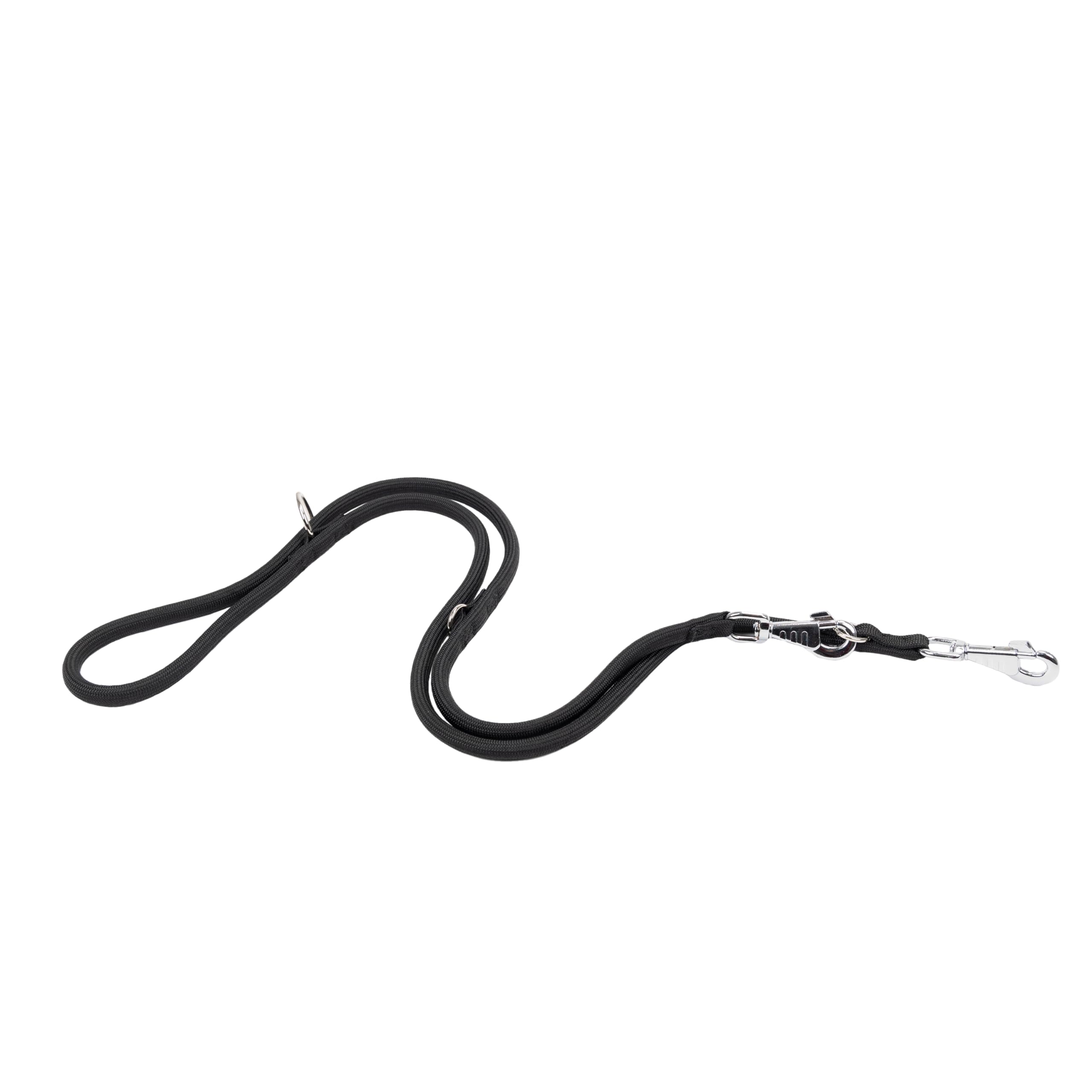 Ferplast SPORT Dog Lead, Training Lead, in Nylon Cord, with Double Metal Snap Hook, Adjustable Length Maximum 200 cm, Black