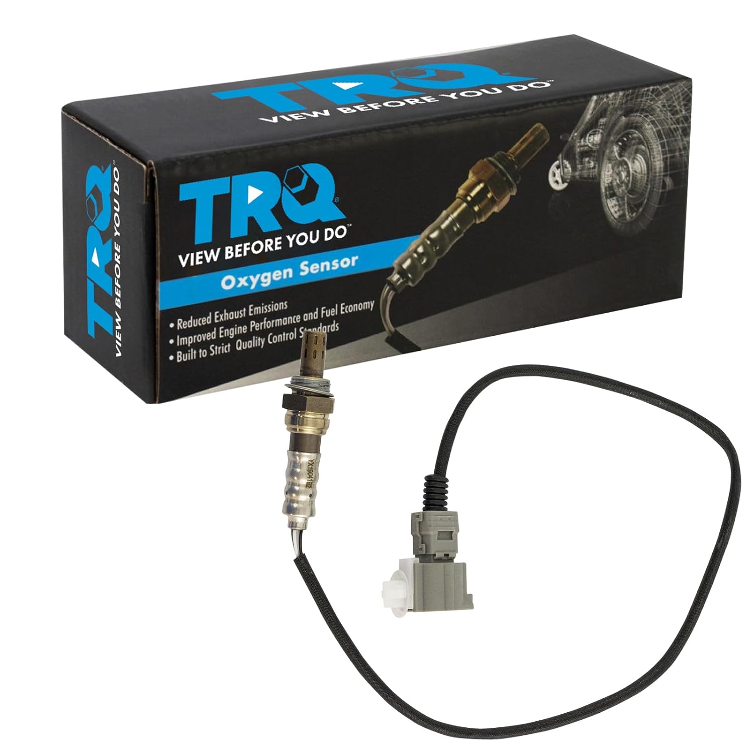 TRQ O2 Oxygen Sensor 4 Wire Narrow-Band Downstream Rear Compatible with 2010-2015 Lexus RX350 V6 3.5L, 2010-2015 Lexus RX450h V6 3.5L, 2006-2016 Toyota Highlander