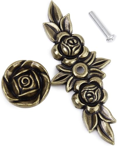 Miniatura 2 de Pomos antiguos de color rosa europeo con placa posterior, manijas de cajón de aleación de zinc de aleación de zinc para tocador, mesita de noche,